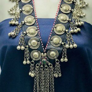 Tribal Bell Necklace, Vintage Kuchi Pendant, Bohemian Gypsy Jewelry